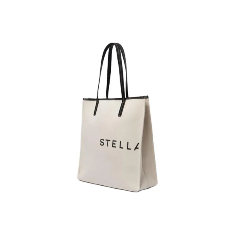 Stella McCartney Cotton Tote Bag Shopping Bag Shoulder Bags Large Size Women's Light Brown-1