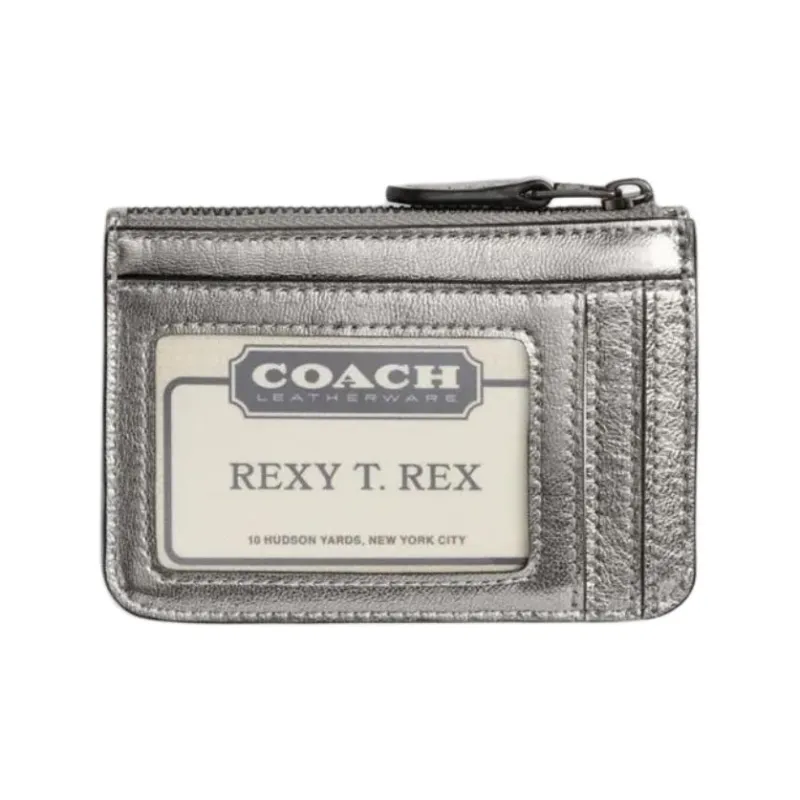 COACH Sheepskin Card Holder Mini Unisex Anthracite-1