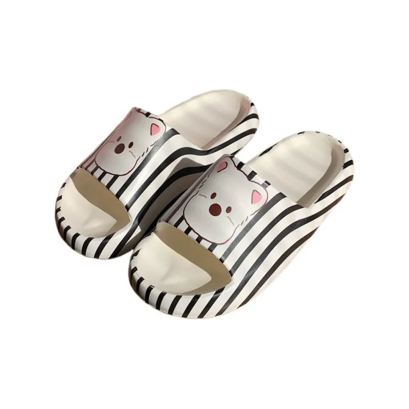 Thin Strips Sandal Slippers Unisex, White/Pink-7