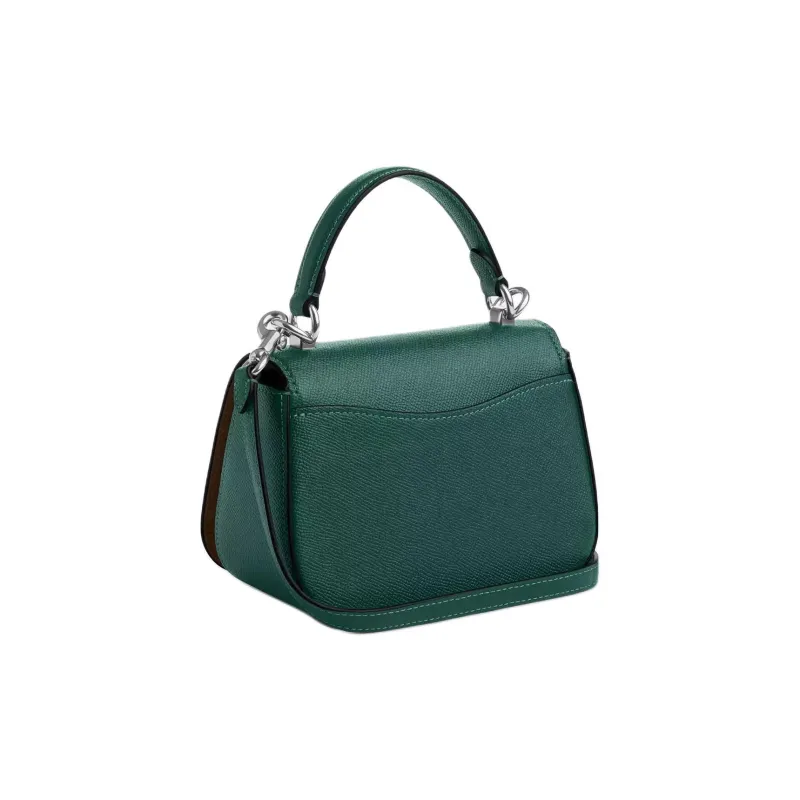 COACH Cross Stitch Leather One Shoulder Handbags Small Size Women's Emerald Green-1