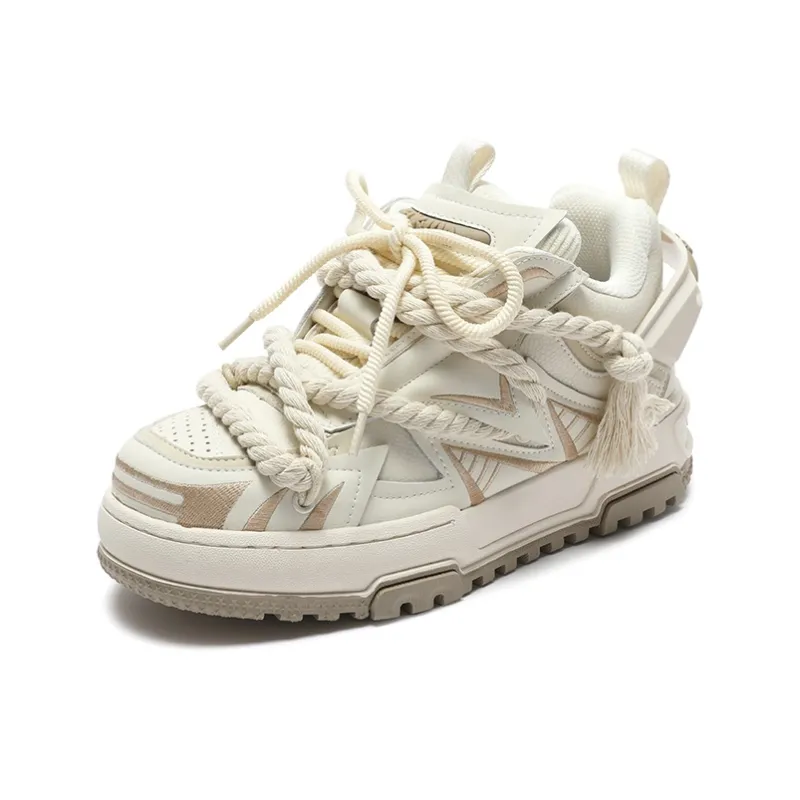 X·LUN Warm Slip Resistant Height Increasing Low Top Skateboard Shoes Unisex Beige-2