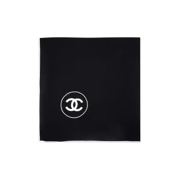 CHANEL Silk Scarves Unisex Black