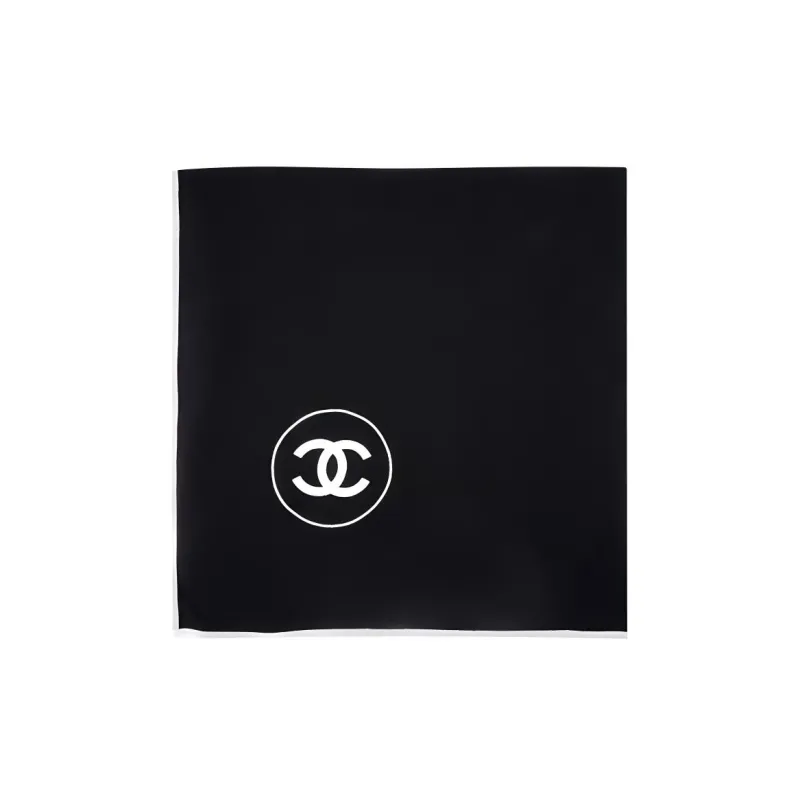CHANEL Silk Scarves Unisex Black-0