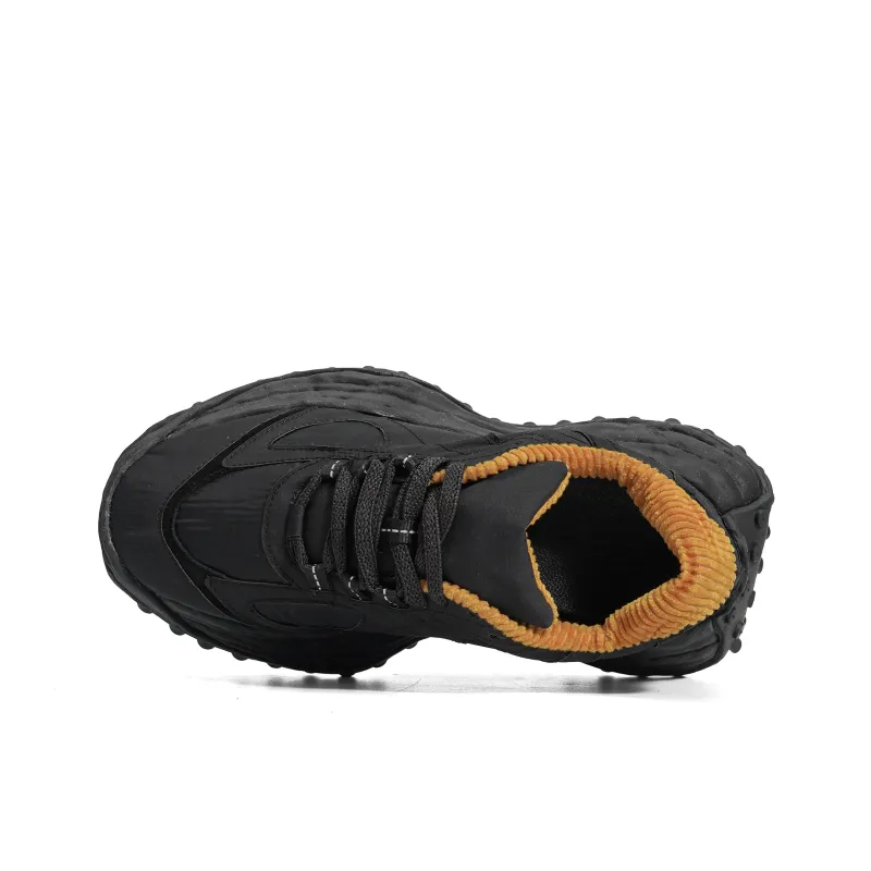 CROOKED CARD Anti Slip And Wear Resistant Height Increasing Low Top Casual Shoes Unisex Black-4