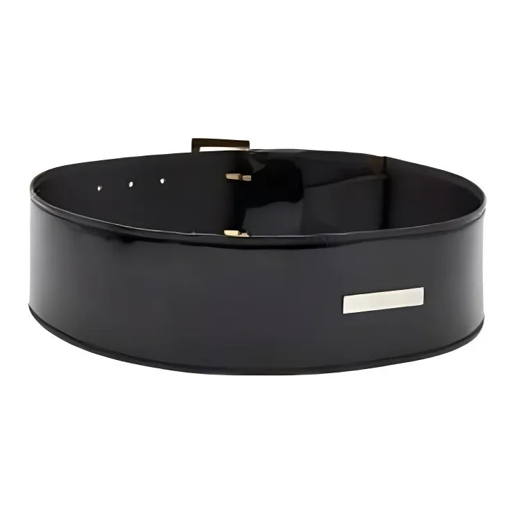 GIANFRANCO FERRE Patent Leather Leather Belts Women's Black Width 7.5CM-1