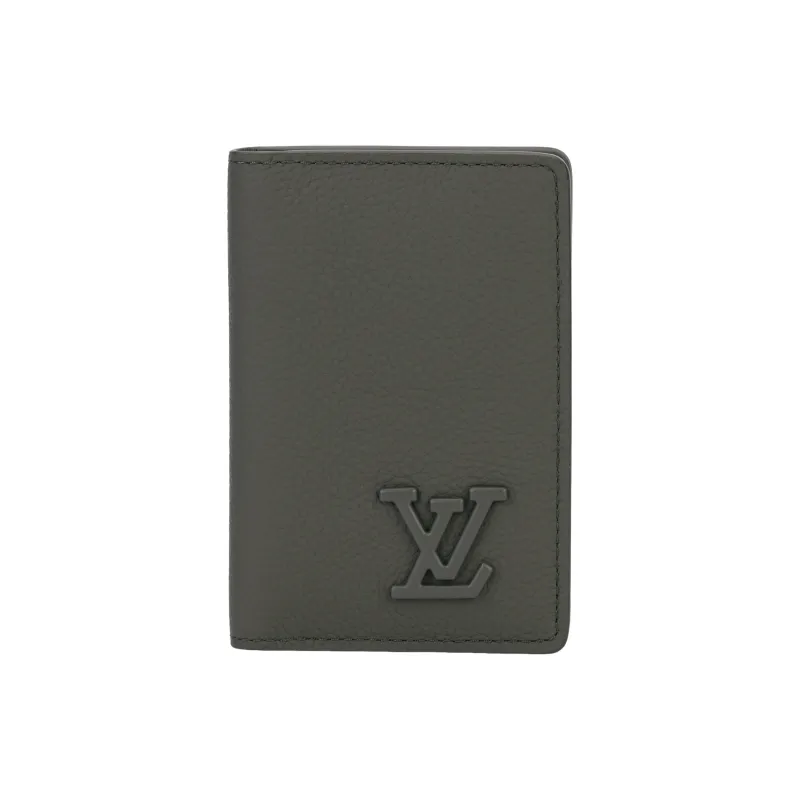 LOUIS VUITTON Cow Leather Wallet Men's Khaki Green-1