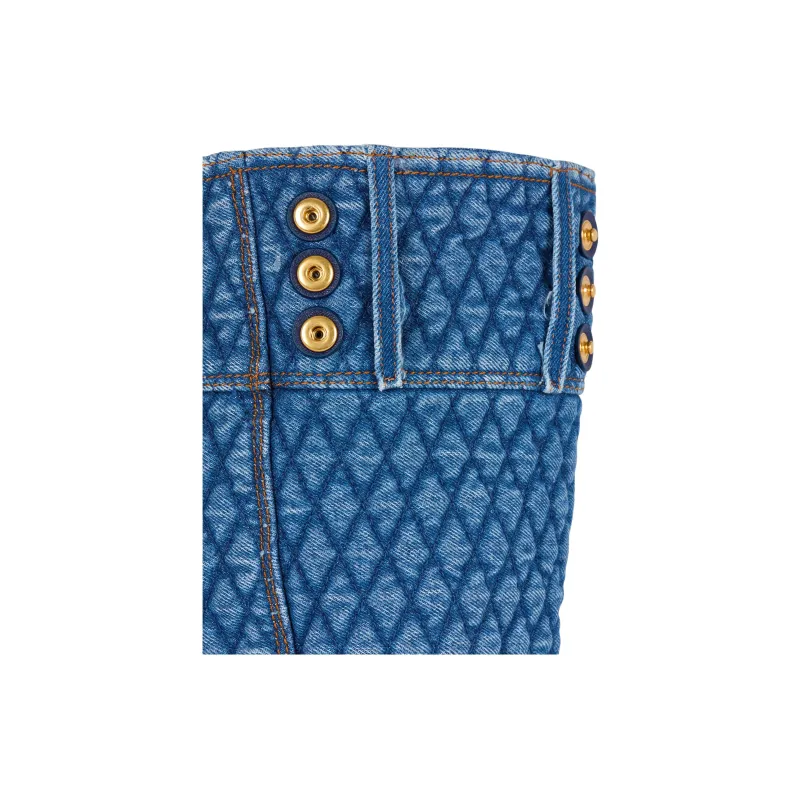 BALMAIN 1945 Cotton Tote Bag Shopping Bag Shoulder Bag Handbag Women's Blue-5