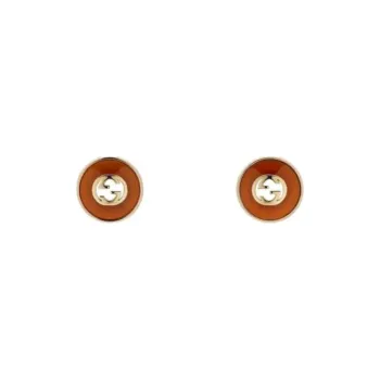 GUCCI 18K Gold Red Agate Stud Earrings Women's Gold