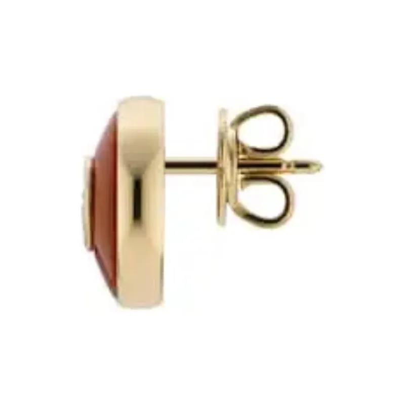 GUCCI 18K Gold Red Agate Stud Earrings Women's Gold-1