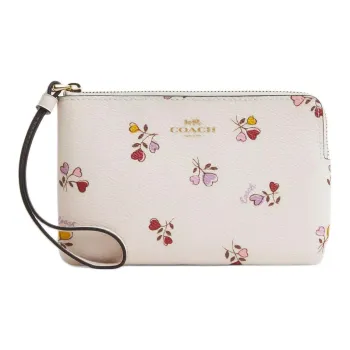 COACH Corner Zip Coated Canvas Clutch Trumpets Women's Chalk & Multicolor