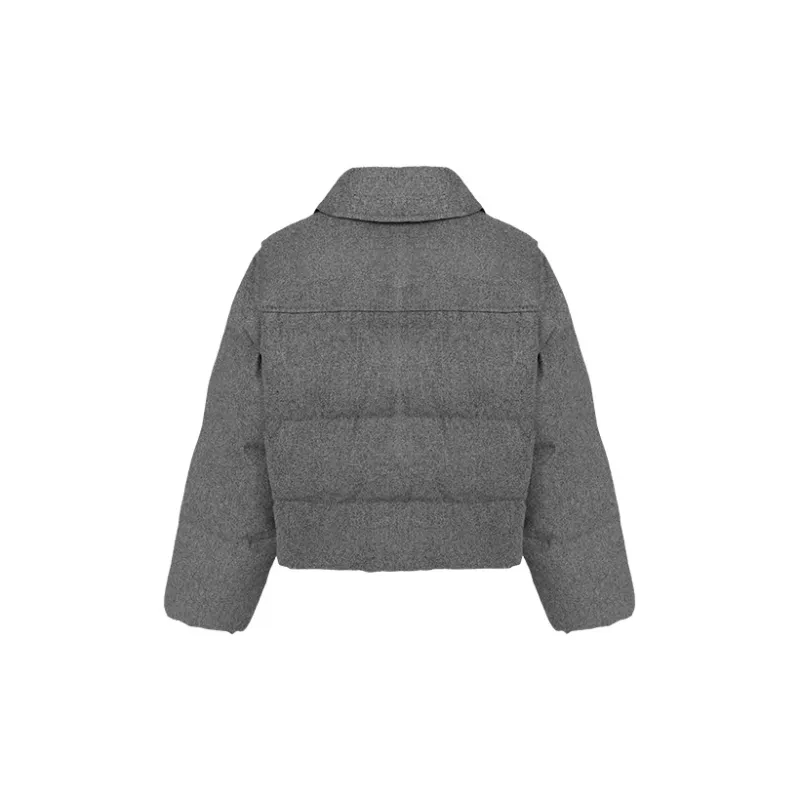 URBAN REVIVO Puffer Jacket Women's Cool Gray-1