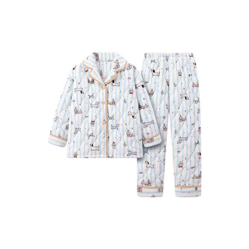Gongdie Pajama Set Women's Blue-7