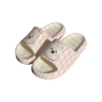 Thin Strips Sandal Slippers Unisex, White/Pink