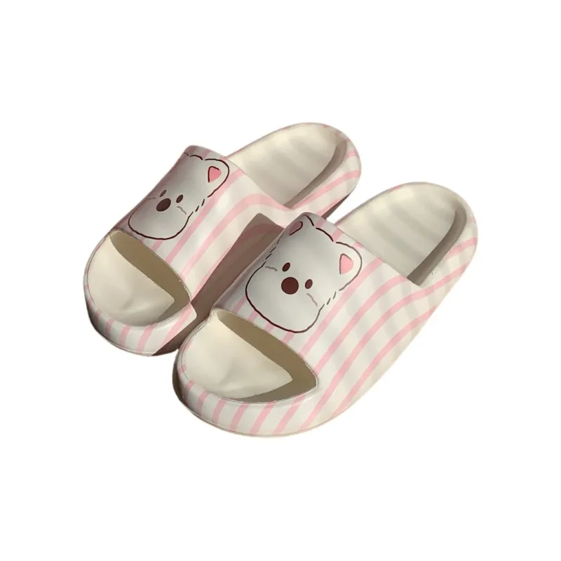 Thin Strips Sandal Slippers Unisex, White/Pink-0