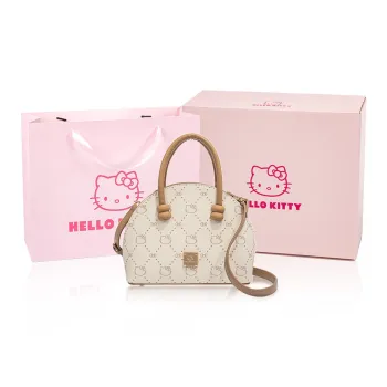 MESUCA Sanrio Collaboration Kitty Series PU Crossbody Handbag Small Size Women's Ecru/Milk Tea/Brown