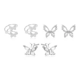 Butterfly Clip-on Earrings+Stud Earrings (Three Pairs)