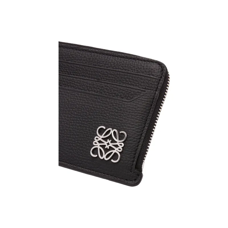 LOEWE Anagram Pebble Texture Calfskin Card Holder Women's Black-3