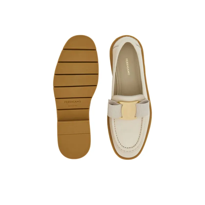 FERRAGAMO Vara Loafers Women's Beige-4