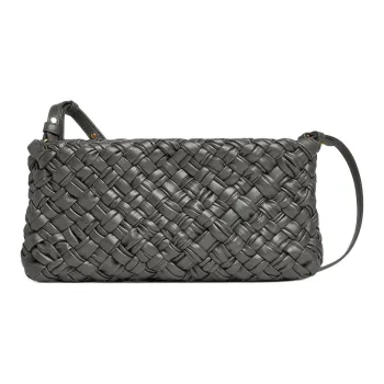 Bottega Veneta KALIMERO Cow Leather Clutch Handbag Women's Dark Gray