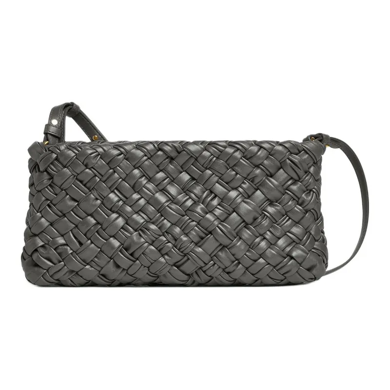 Bottega Veneta KALIMERO Cow Leather Clutch Handbag Women's Dark Gray-0