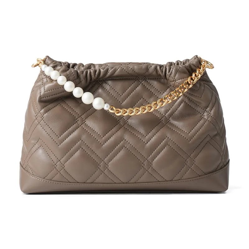 Montagut Sheepskin Handbag Regular Women's Black/Stone Gray/Acorn/Coconut Milk White-13