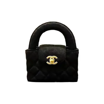 CHANEL Fabric Surface Handbag Extra Mini Women's Black