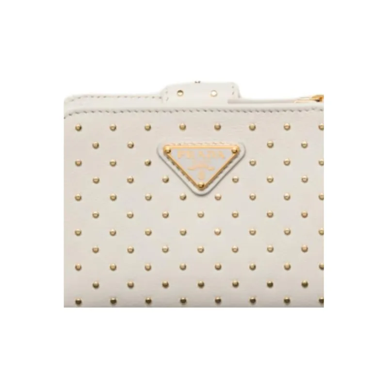 PRADA Leather Wallet Women's White-4