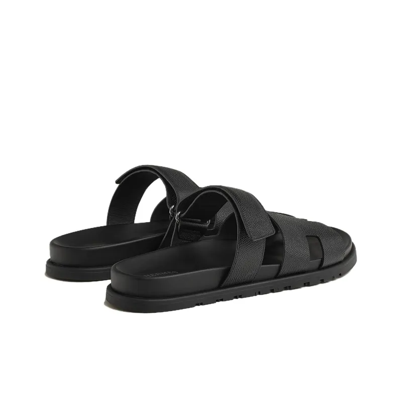HERMES Chypre Rubber Sole Slip Resistant Slide Slippers Men's Black-3