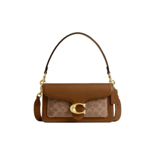 COACH Tabby Cow Leather Portable Crossbody Bag, Shoulder Bag Medium Size Women's Brown Yellow