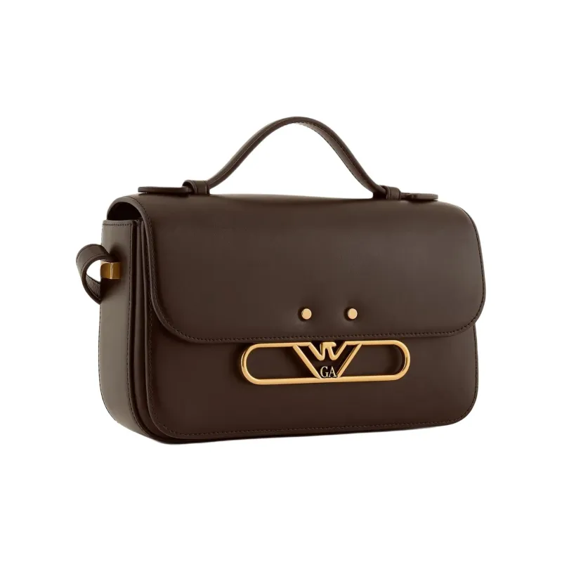 EMPORIO ARMANI Split Cow Leather With Transferred Grain One Shoulder Handbag Women's Brown-1