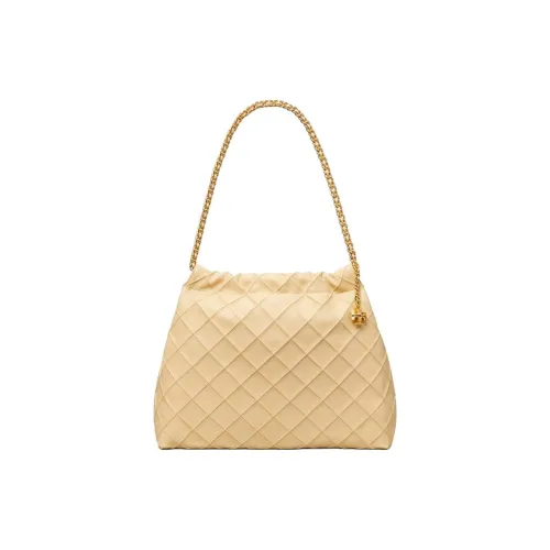TORY BURCH Fleming Suede Shoulder Bag Women's Vanilla Soft Ice Cream