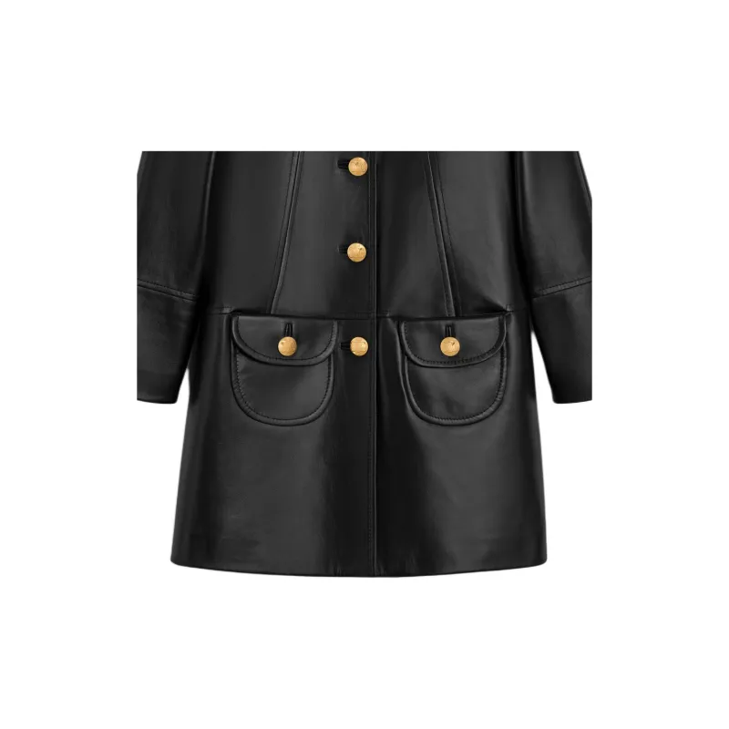 CELINE Coat With Claudine Collar In Soft Lambskin-3