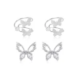 Butterfly Dancing Clip-on Earrings+Cut-Out Butterfly Stud Earrings (2 Pairs)