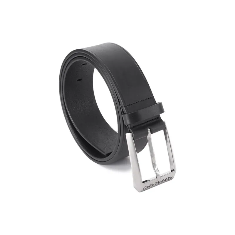 FERRAGAMO Cow Leather Leather Belts Men's Black 3.8cm-1