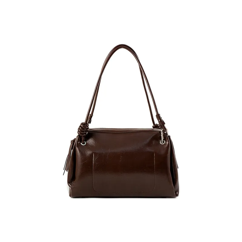 Vigno Synthetic Leather Shoulder Bag Regular Women's Coffee/Coconut Shell Brown/Black/Red-5