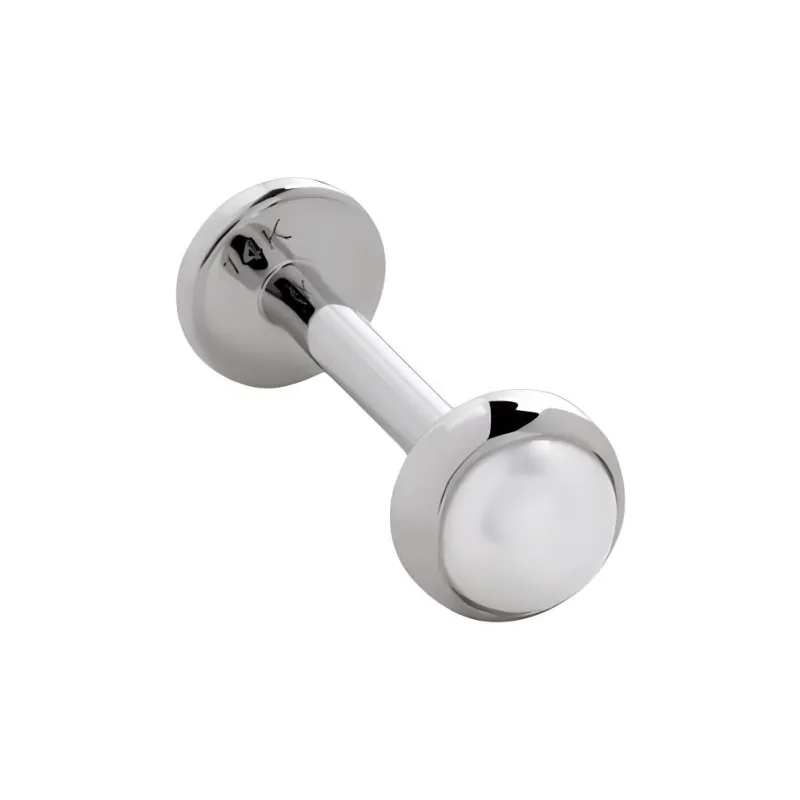 Monica Vinader 14kt White Gold Pearl Single Earring-0