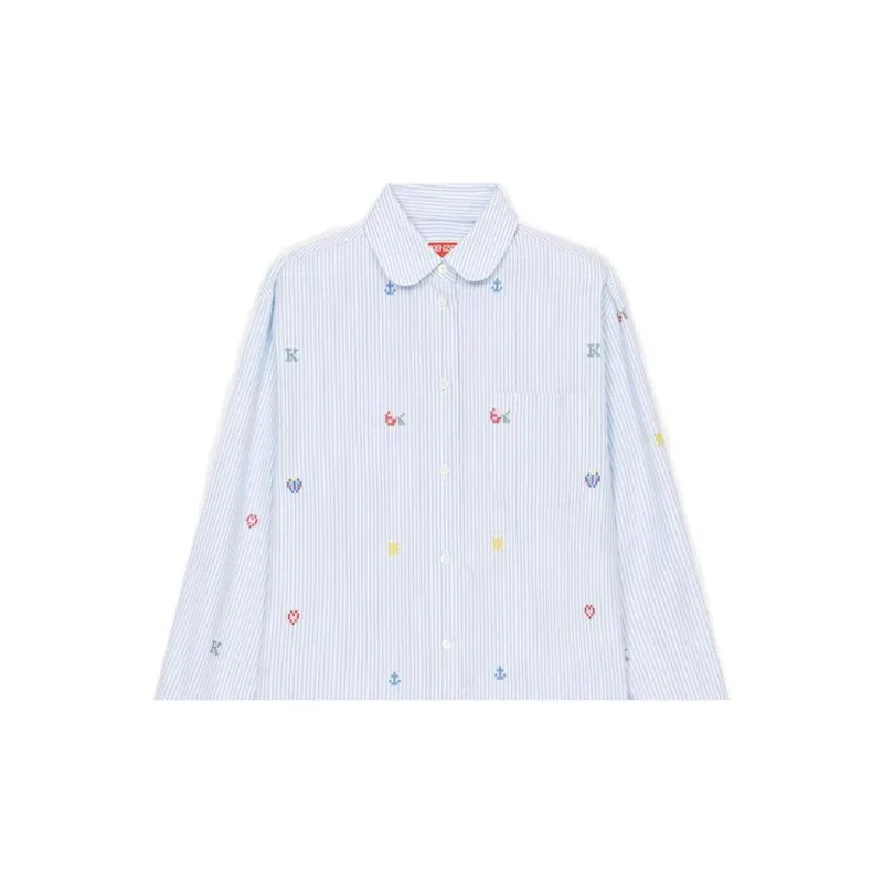KENZO Fruit Stickers print Striped Shirt-4