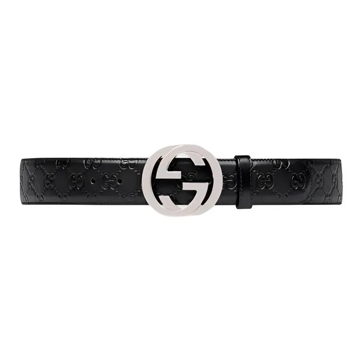 GUCCI Leather Belts Men's Black 4cm-0