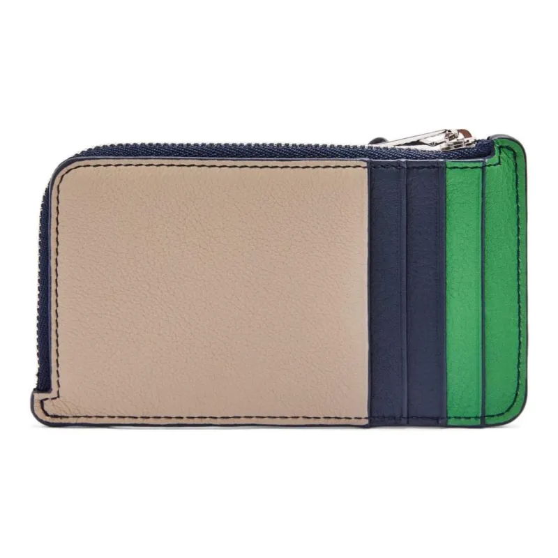 LOEWE Puzzle Calfskin Card Holder Men's Sand & Tropical Green Color-1