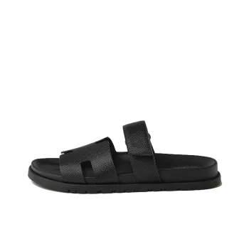 HERMES Chypre Rubber Sole Slip Resistant Slide Slippers Men's Black