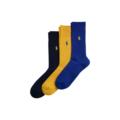 Polo Ralph Lauren Mid-Calf Socks Men's 3 Pack Black/Yellow/Blue