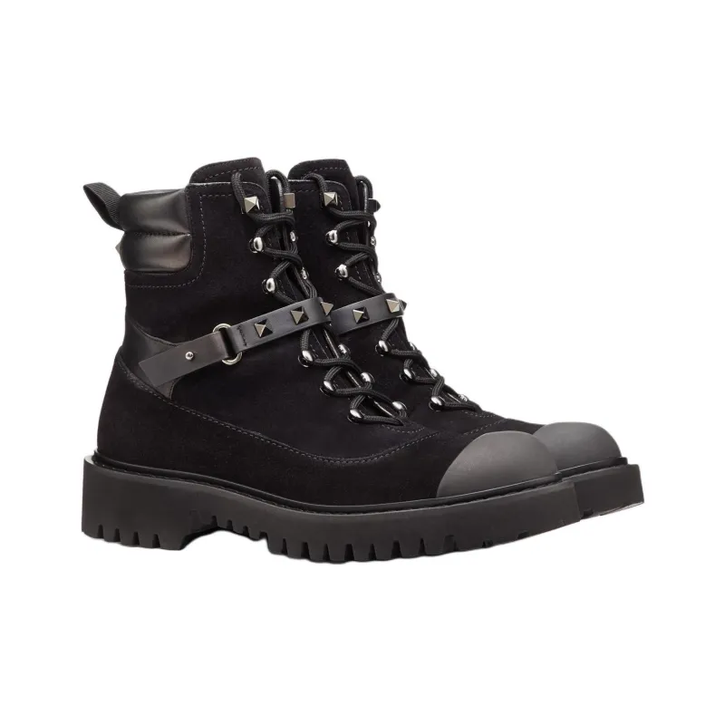 Valentino Rockstud Ankle Boots Women's Black-1