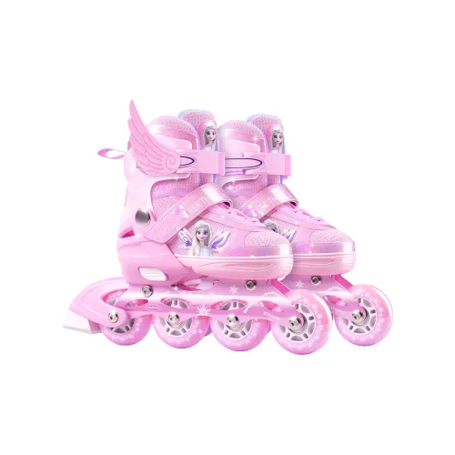 MESUCA Disney Collection Inline Skates Adjustable Shimmery Roller Skates Kids' Pink