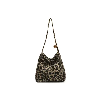 DALO Faux Fur Shoulder Bag Women's Khaki/Brown