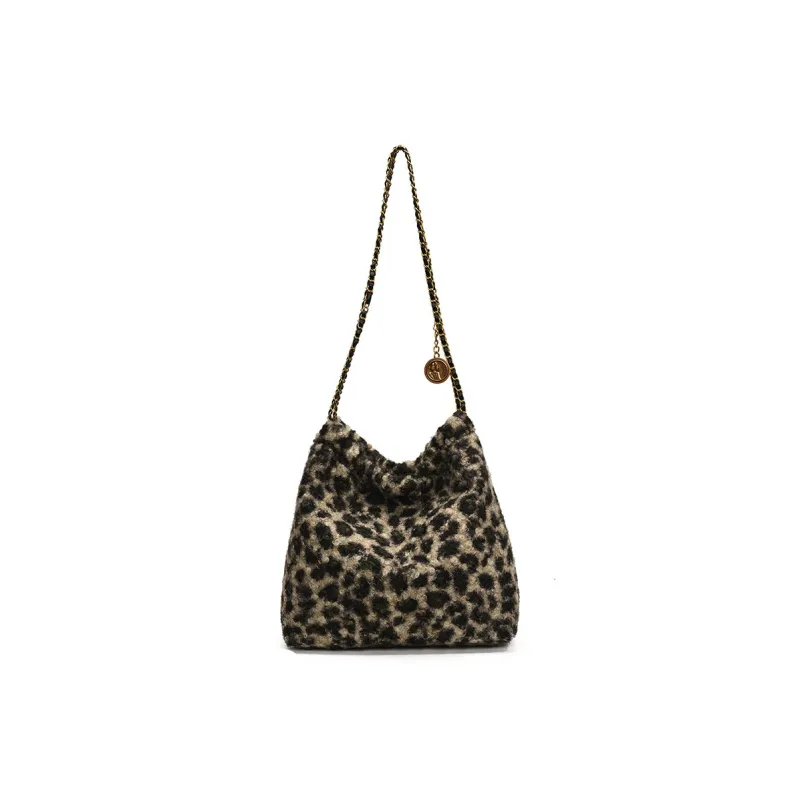 DALO Faux Fur Shoulder Bag Women's Khaki/Brown-0