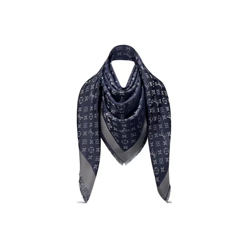LOUIS VUITTON Silk Shawls Women's Night Blue