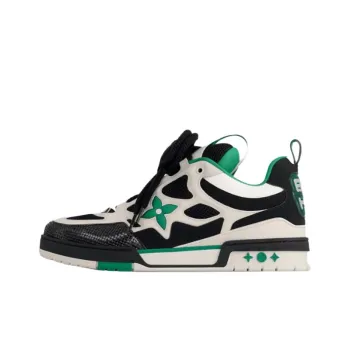 LOUIS VUITTON Skate Low Top Skateboard Shoes Men's Black White Green
