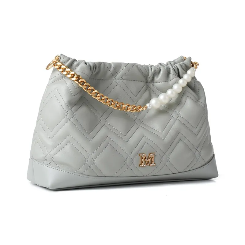 Montagut Sheepskin Handbag Regular Women's Black/Stone Gray/Acorn/Coconut Milk White-6