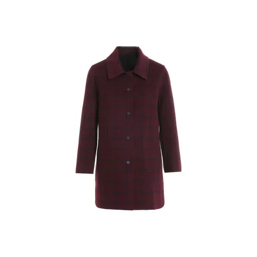 QIAOWANNI Coats Women's Red Blue Checkered