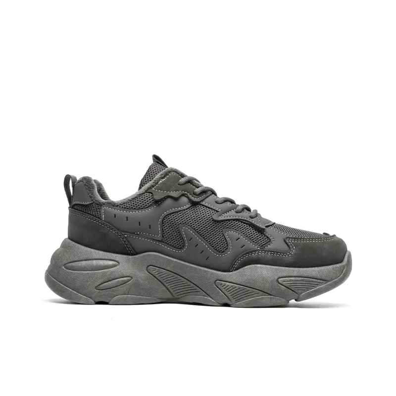 Warrior Height Increasing Warmth Low Top Chunky Sneakers Men's Charcoal Gray-1